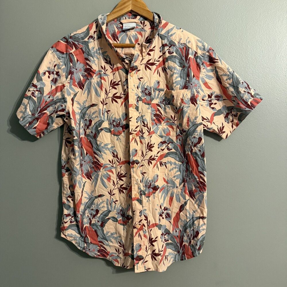 Columbia Hawaiian Shirt Men’s Size L Beach Vacation Outdoors Adventure Button